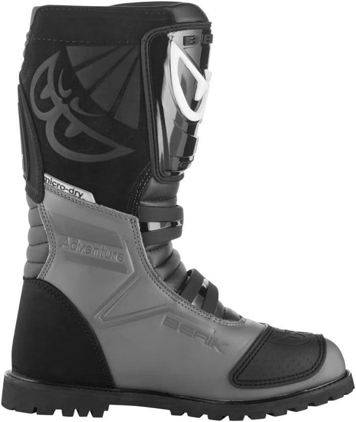 Berik All Terrain Adventure wasserdichte Motorradstiefel 43 EU Schwarz Grau, 43 EU Schwarz Grau