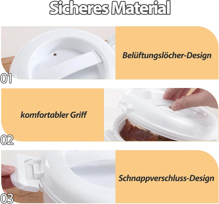 Reiskocher Mikrowelle, Tragbarer Mikrowellen Reiskocher, Mikrowellen Dampfgarer mit Reislöffel & Fil