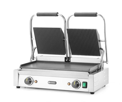 HENDI Kontaktgrill, Doppelversion, Elektrogrill, Tischgrill, Sandwichtoaster, Regelbar bis max. 300°