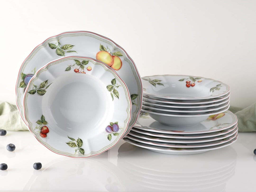 CreaTable 17031, Serie Flora Orchard, Geschirrset Tafelservice 12 teilig Tafelservice 12-tlg, Tafels