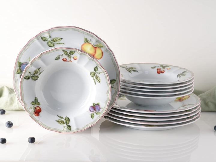 CreaTable 17031, Serie Flora Orchard, Geschirrset Tafelservice 12 teilig Tafelservice 12-tlg, Tafels
