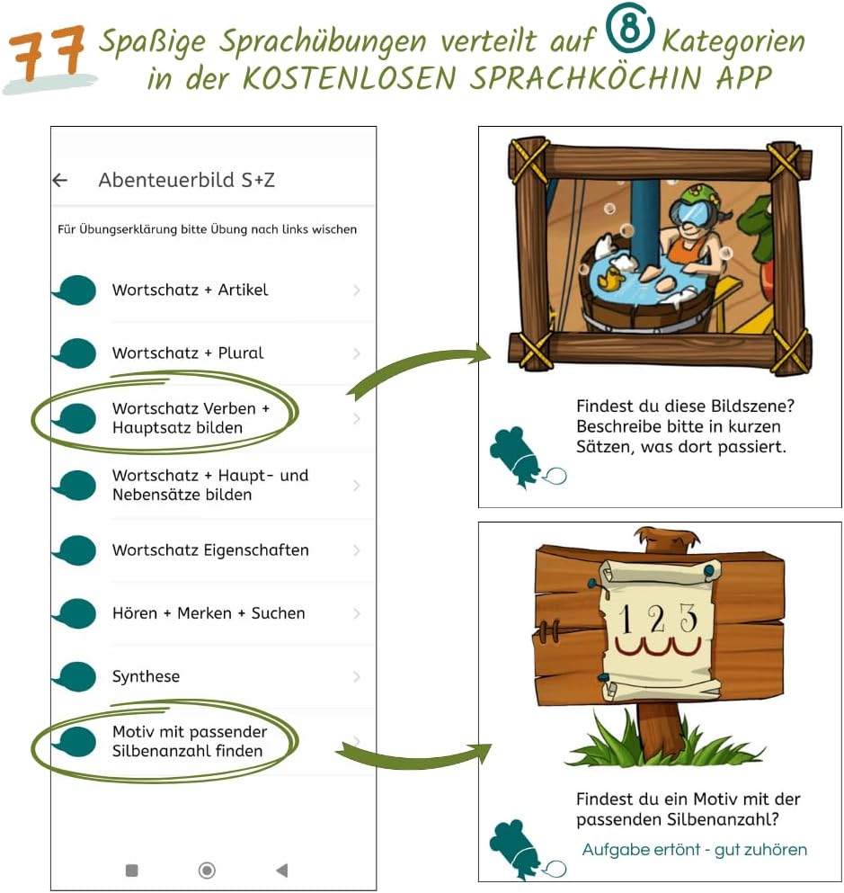 für Kinder 'Logopädie Spiele Sprachförderung Kindergarten' Hochwertig Illustriert [analog+digital nu