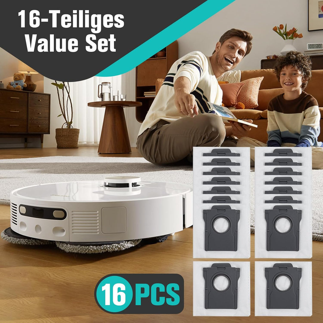16 Stück Staubbeutel für Dreame X30/X40/X50 Ultra Complete, L10s Pro Ultra Heat/L10s Ultra Gen 2, L4