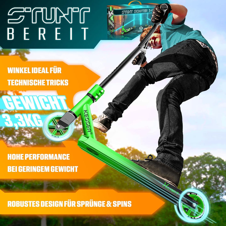 KESSER® Stunt Scooter X-Limit - 360° Lenkung Robuster Funscooter Stuntscooter mit ABEC 9 Kugellagern
