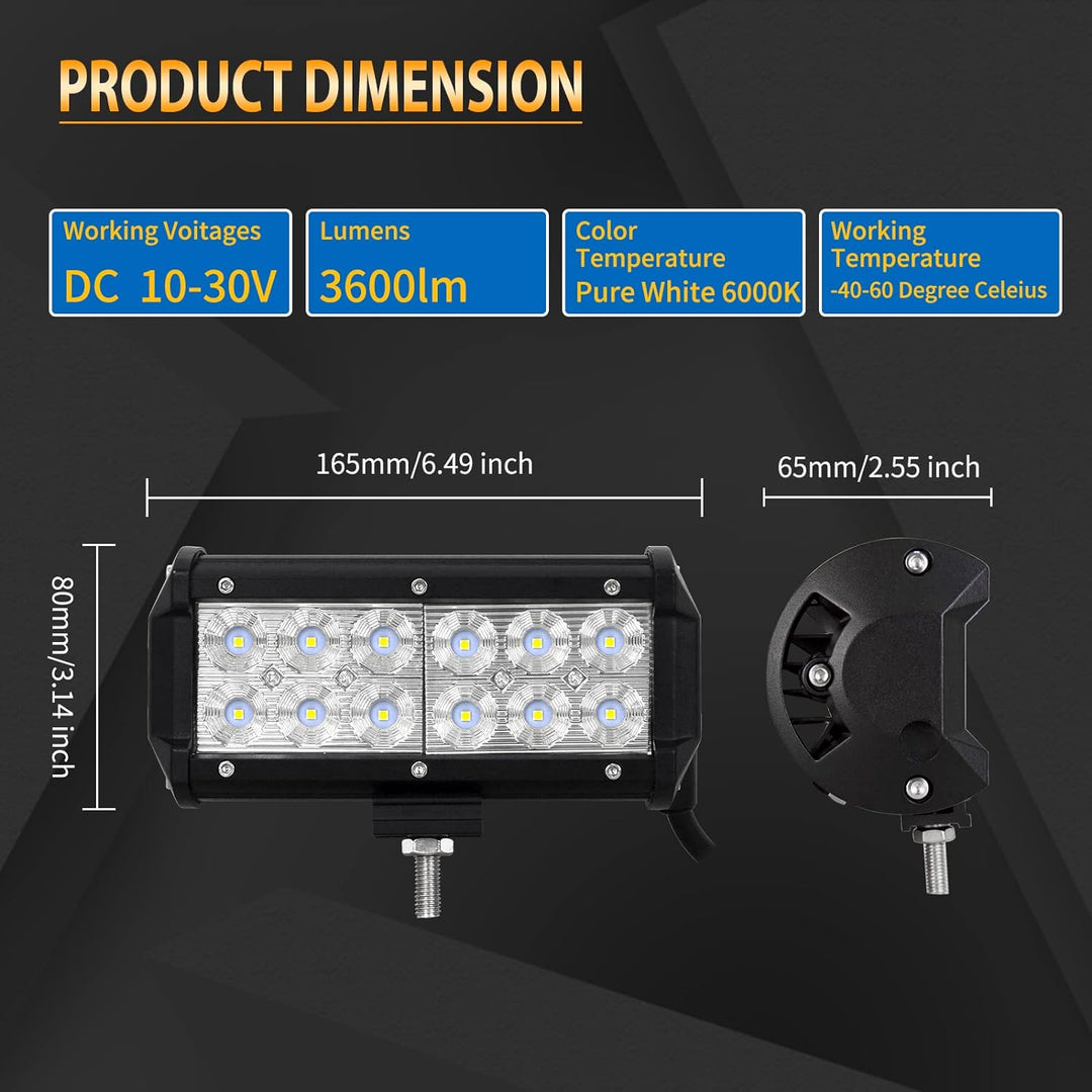 Willpower Led Arbeitsscheinwerfer Bar 18 cm 36W LED Scheinwerfer 12V 24V Flutlicht Zusatzscheinwerfe