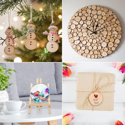 Kurtzy 50er Pack Natürliche Runde Holzscheiben zum Basteln - 6-7cm Durchmesser - Holzscheiben Rund m