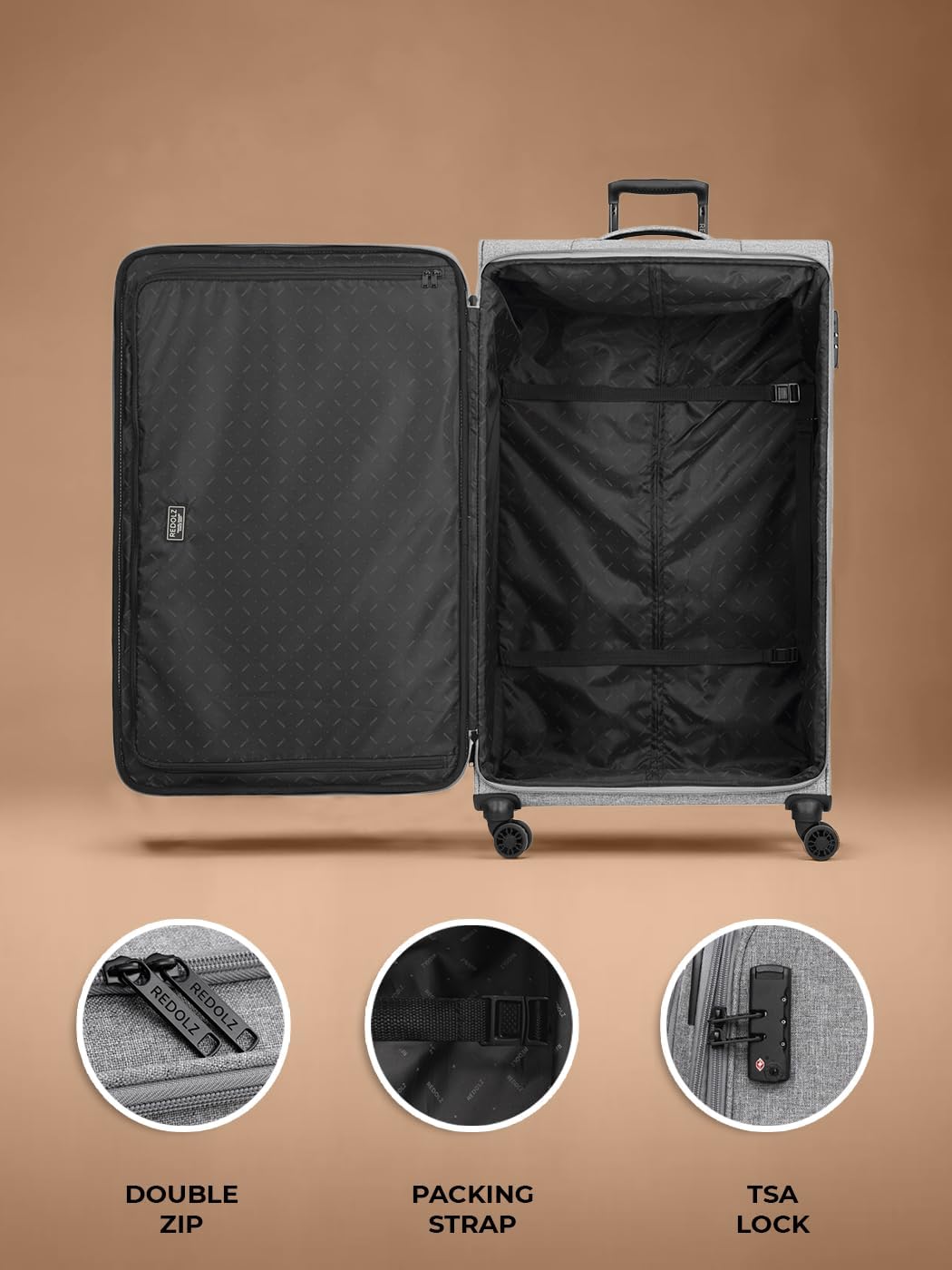 REDOLZ grosser Weichschalen Koffer für Damen & Herren | Leichter Trolley 77 cm mit 4 Doppelrollen &