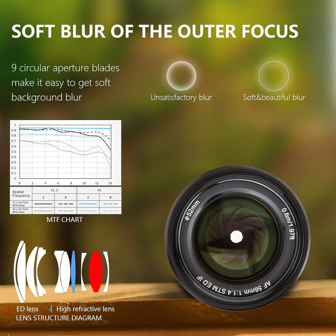 VILTROX AF 56mm f/1.4 F1.4 Autofokus APS-C Standard Porträt Objektiv Festbrennweite APS-C Objektiv f