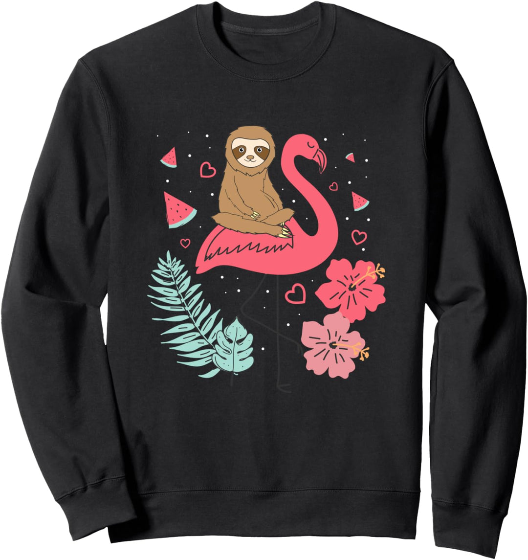Sloth Riding Flamingo Funny Valentine Sloth Lover Gift Sweatshirt