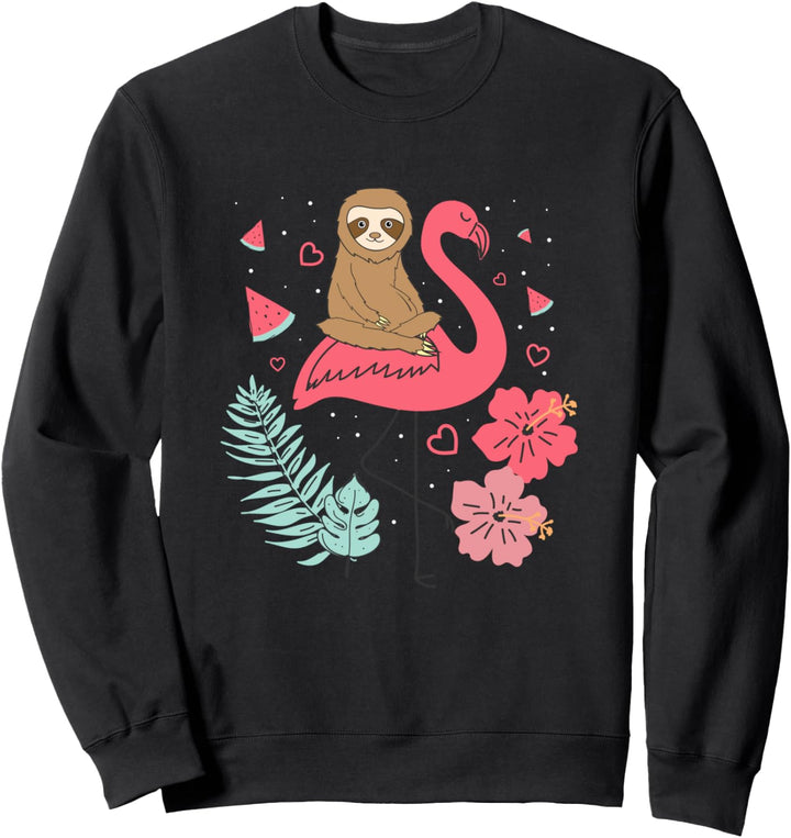 Sloth Riding Flamingo Funny Valentine Sloth Lover Gift Sweatshirt