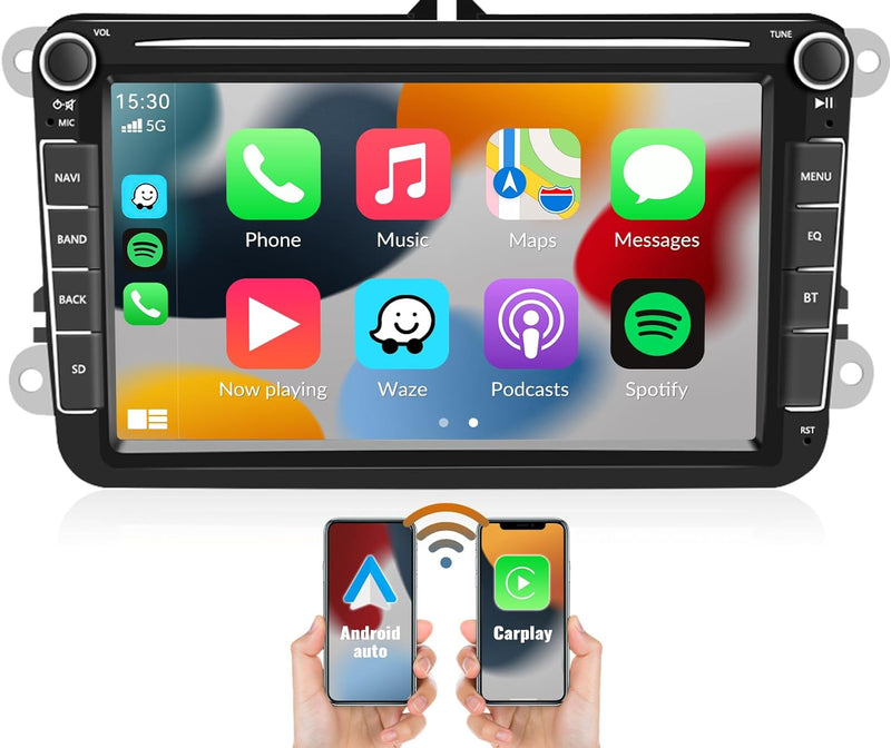 [2GB+32GB] CAMECHO Android 11 Autoradio für VW Golf 5 6 Polo Tiguan Caddy Skoda Passat mit CarPlay A