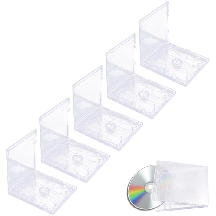 GALPADA 5Er Set Doppel-Cd-Hüllen Transparent Cd-Box Leere DVD-Hüllen Tragbare Aufbewahrung Für Siche
