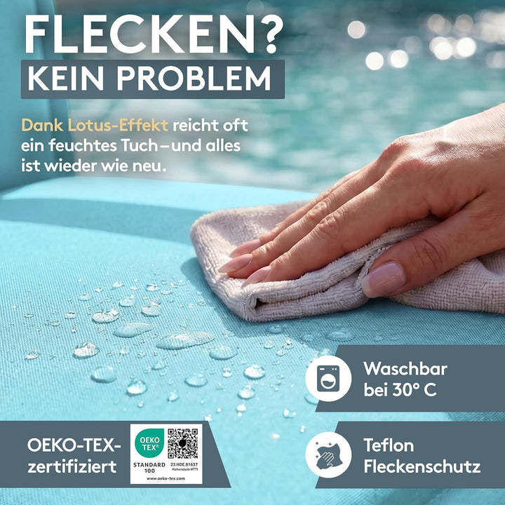 LILENO HOME Gartenstuhl Auflagen [2er Set - Hochlehner] in Aqua - Bequeme Liegen als Sitzauflagen fü