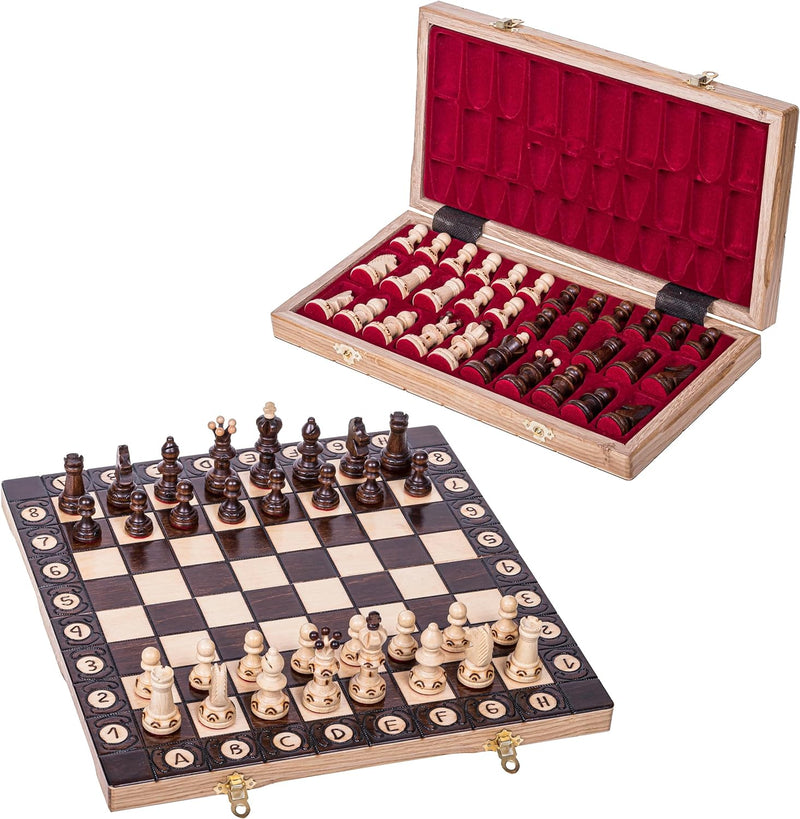 Square - Schach Schachspiel - AMBASADOR Mini - 35 x 35 cm - Schachfiguren & Schachbrett aus