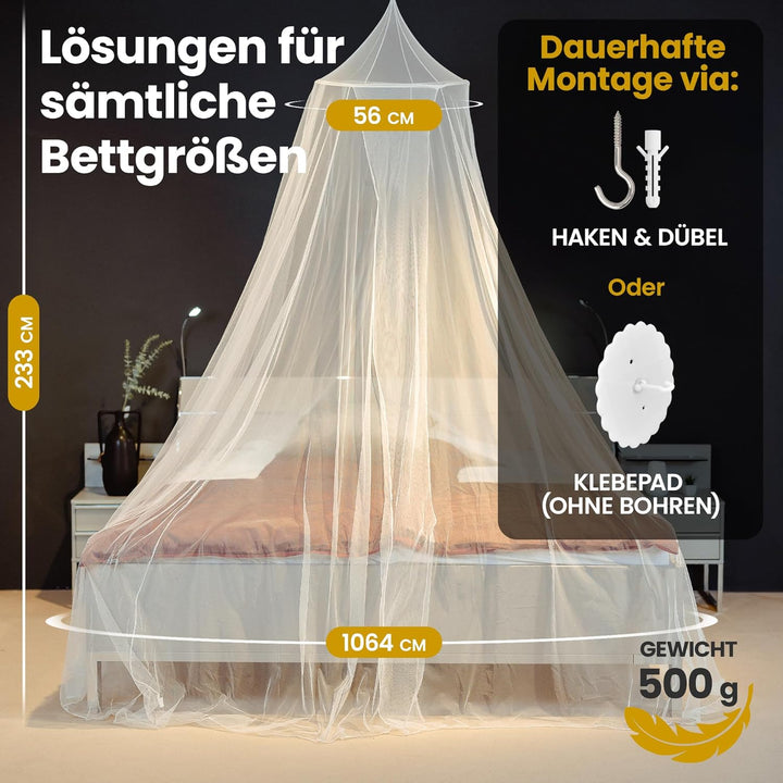 Moskitonetz Bett - Mückennetz Outdoor & Zuhause - Fliegennetz für Doppelbett & Einzelbett - Mosquito