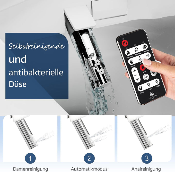 Japanische Toilette, Dusch WC Aufsatz – Smart Toilet mit Bidet, beheizbarer Toilettenbrille, Trocknu