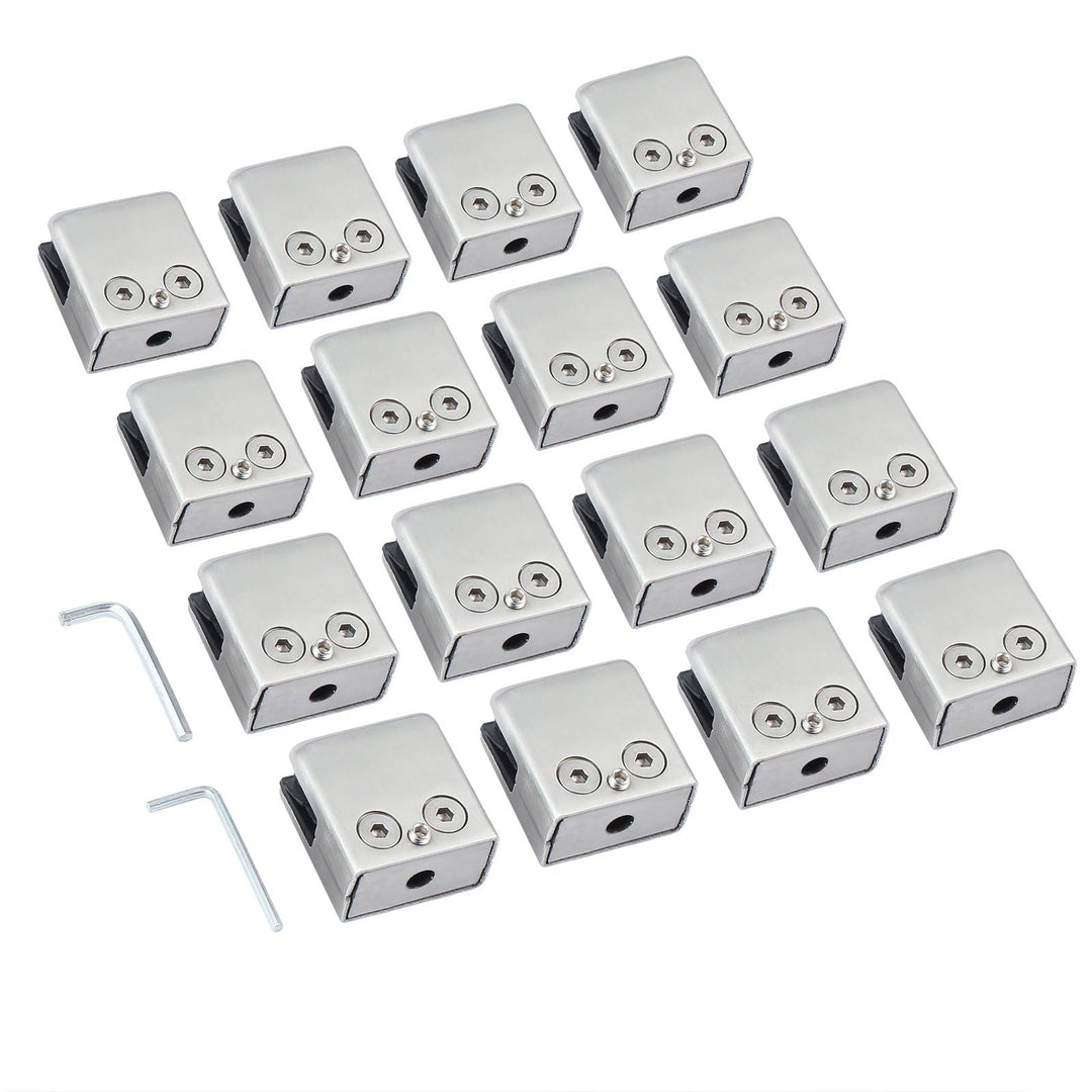 AUTOUTLET 16x Glashalter Set, Quadrat Edelstahl Klemmhalter, 9/10mm Glasklemme, Eckig Verstellbare G