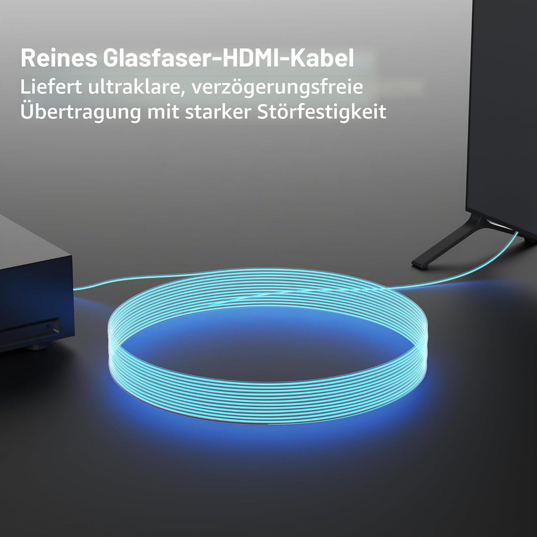 RUIPRO 8K HDMI 2.1 Kabel mit abnehmbarem Stecker aus reiner Glasfaser, 5 m, armiert, Ultra High Spee