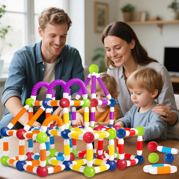 Magnetische Bausteine Einziehbarer 64 Stück Magnetbausteine Kinder, 3D Kreative Montessori Magnet Ba