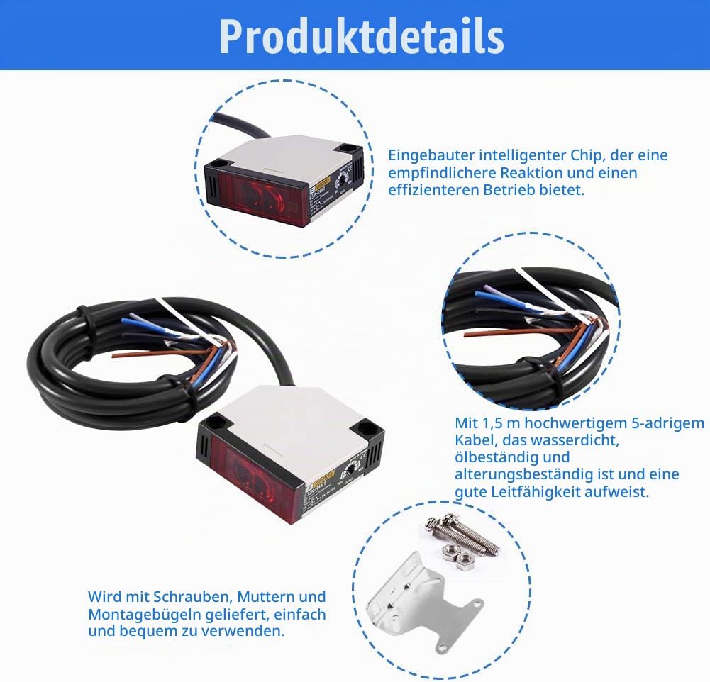 Keenso Reflexions Lichtschranke, E3JK-R4M1 Reflexions-Lichtschranke AC 90-250V 3A Lichtschranke Spie