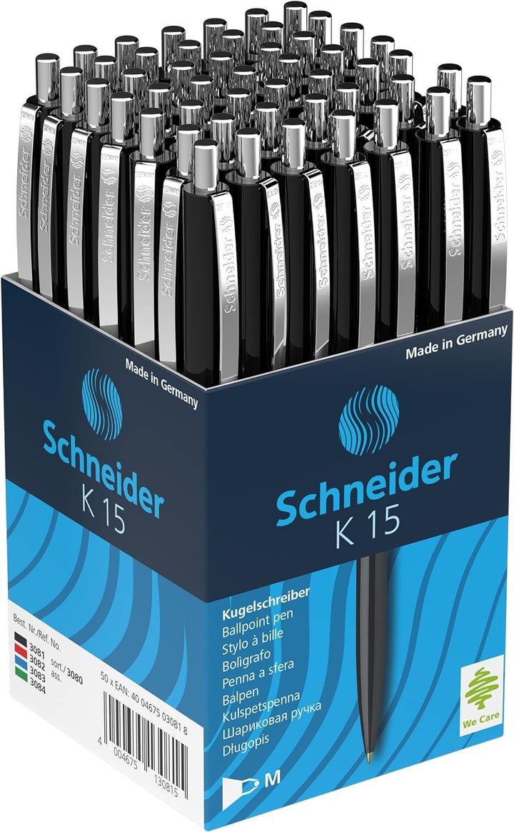 Schneider 3081 K15 Kugelschreiber (dokumentenecht, Strichstärke: M, Schreibfarbe: schwarz) 50 Stück,
