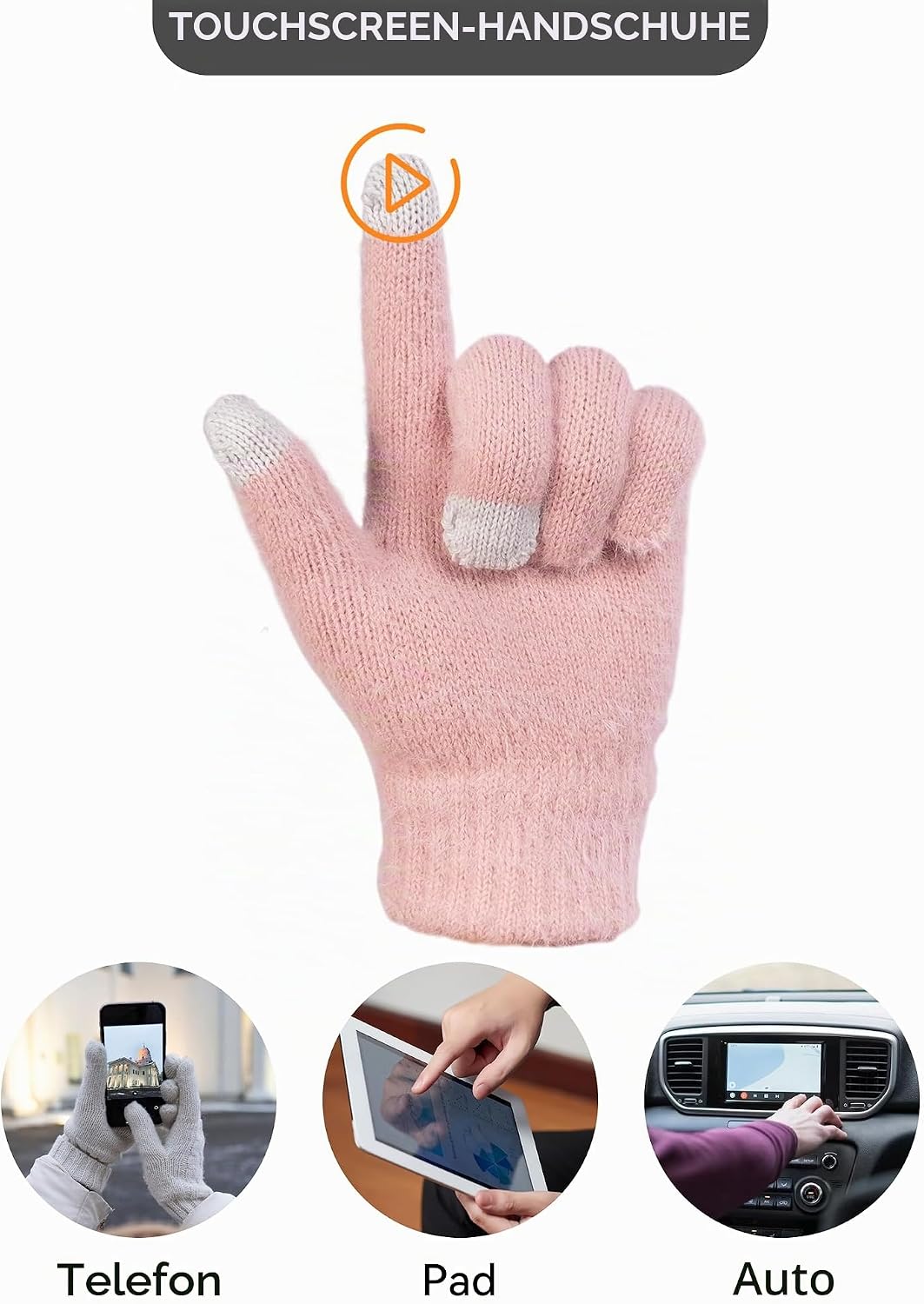 CAMLAKEE Wintermütze Schal Handschuhe Set Damen Strickmütze Handschuh Nackenwärmer Frauen Strickset,