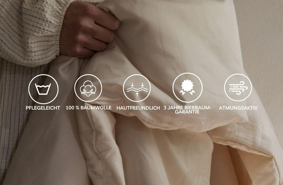 Bierbaum Bettwäsche 6277, Fein-Biber, Made in Germany, mokka 04, 155 x 220 cm + 80x80 cm, Komfortgrö