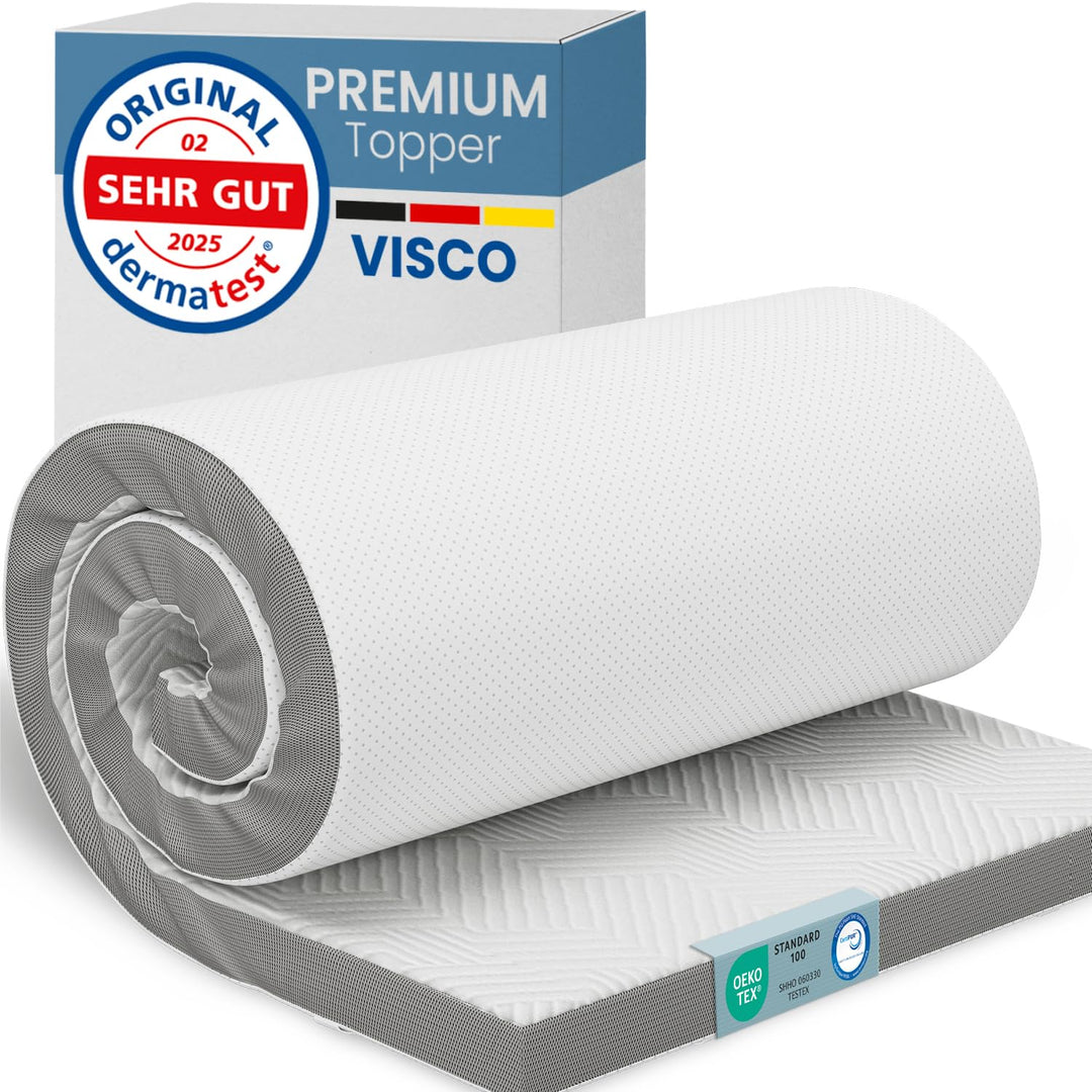 maxVitalis Viscoelastischer Matratzen Topper 90x200cm, Matratzentopper mit Memory Foam Effekt, 4 cm