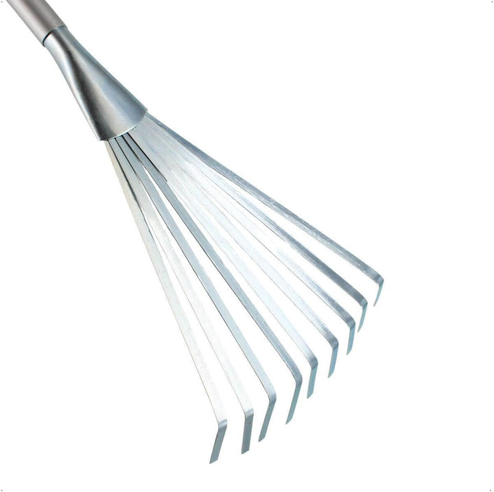 Rekord Kleinfeger (Stahl) mit Teleskopstiel (Aluminium) Länge bis 124 cm & Aufhängeloch, Harke, Rech
