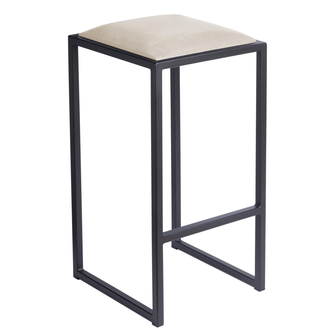 FERRO modern design Barhocker Schwarz ohne Lehne 64 cm - Metal Barstuhl mit Gepolstertem Sitz - Loft