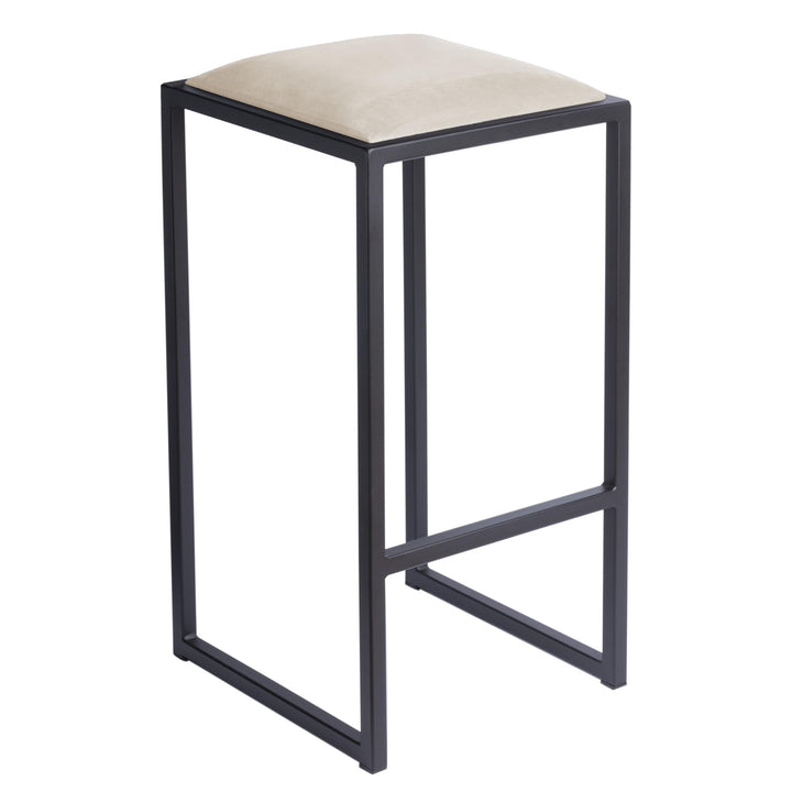 FERRO modern design Barhocker Schwarz ohne Lehne 64 cm - Metal Barstuhl mit Gepolstertem Sitz - Loft