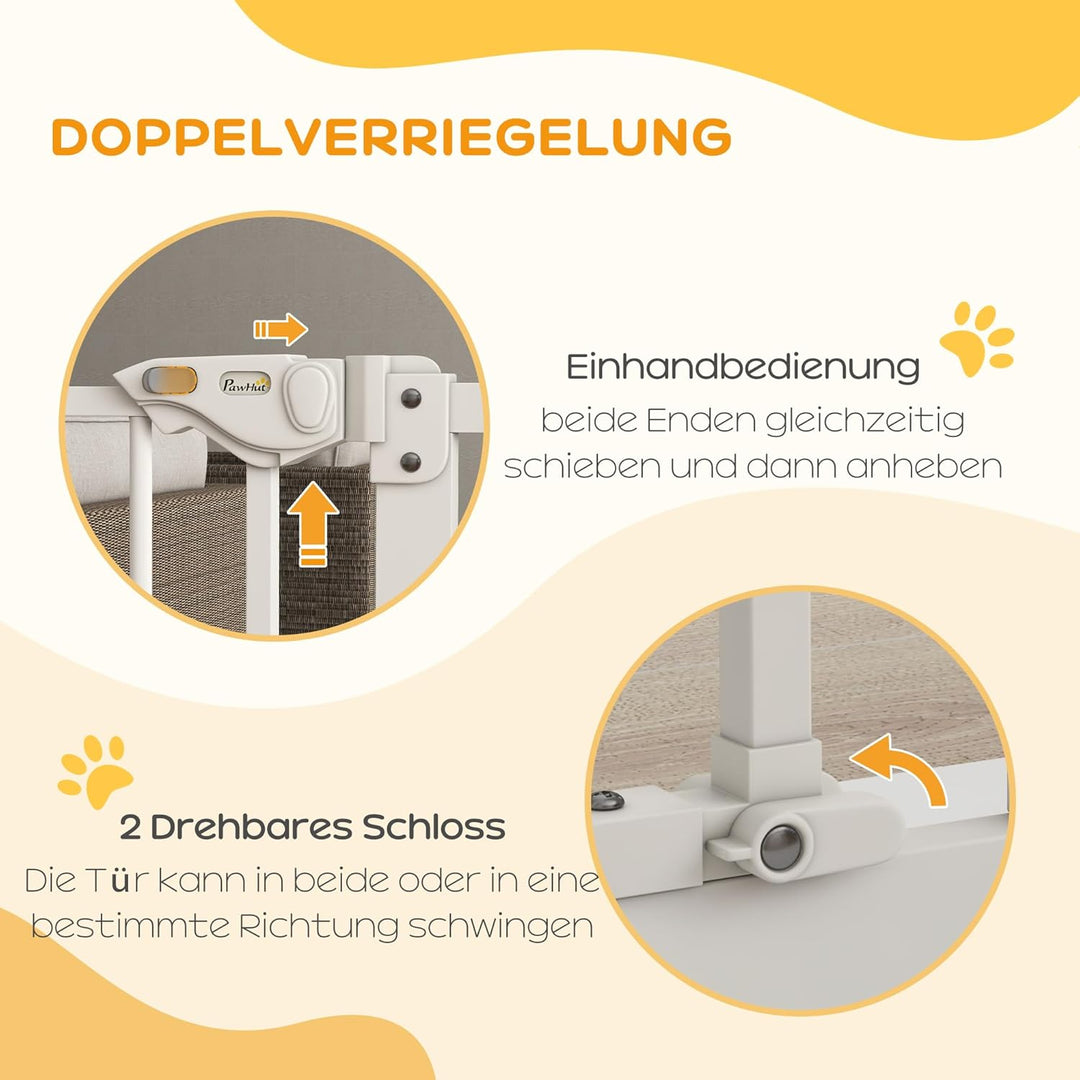 PawHut Türschutzgitter Treppenschutzgitter Türgitter ohne Bohren mit Auto-Close Treppengitter für Br