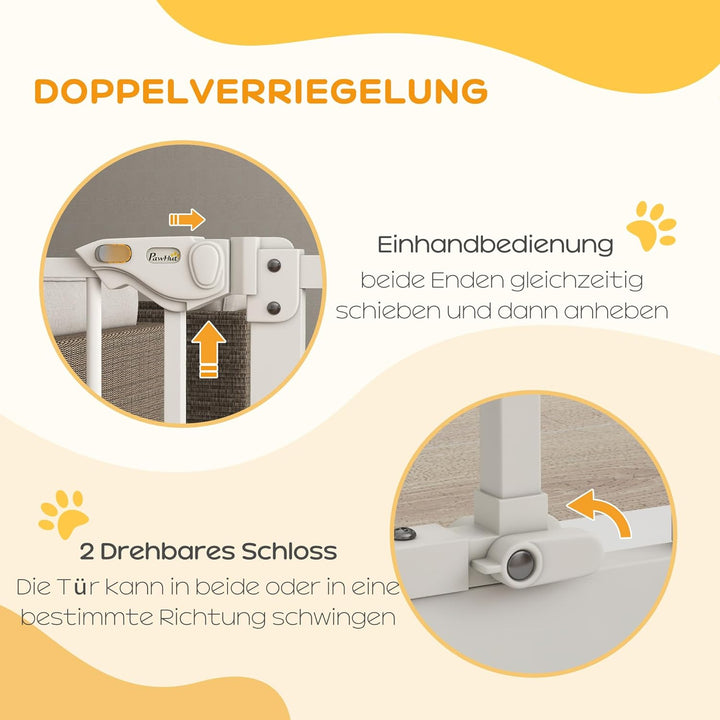 PawHut Türschutzgitter Treppenschutzgitter Türgitter ohne Bohren mit Auto-Close Treppengitter für Br