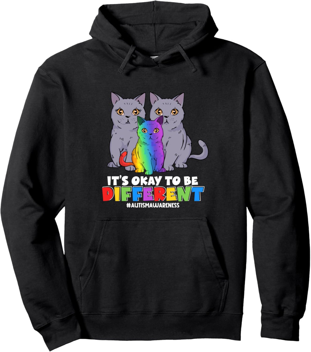 Es ist okay, anders zu sein, Katzenfamilie, Bewusstsein für Autismus Pullover Hoodie
