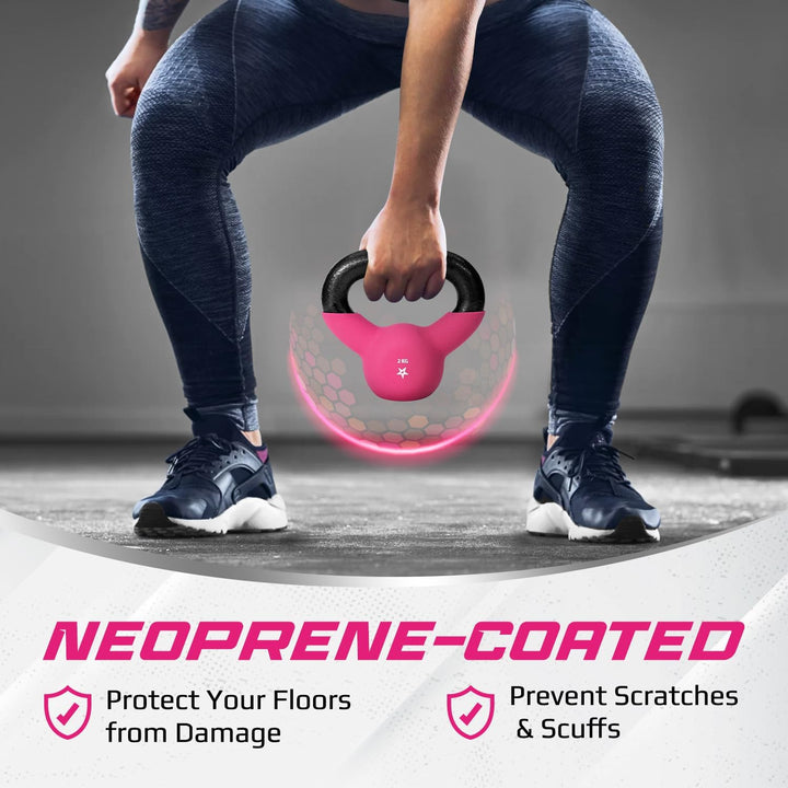 Yes4All 2-20kg Kettlebell aus Gusseisen mit Neopren Beschichtung, Mehrfarbige Kettlebells, Schwungha