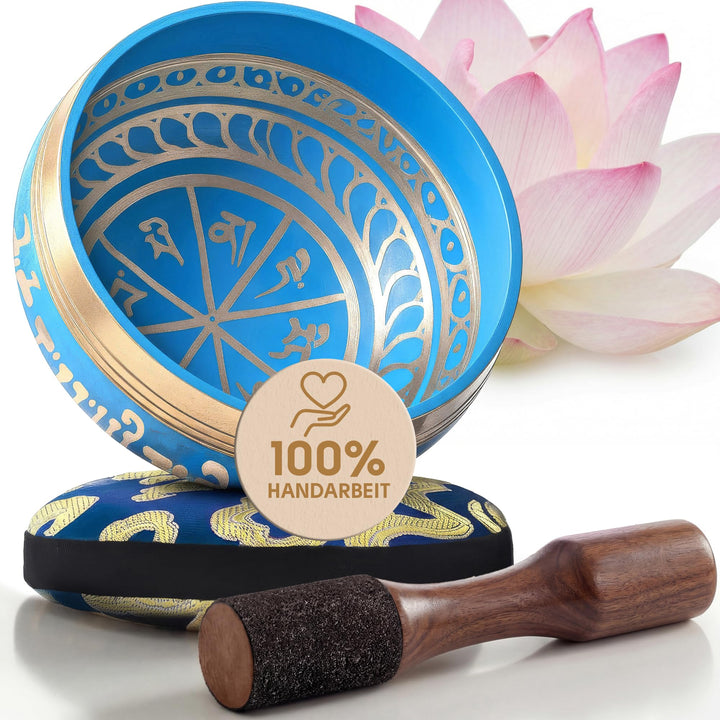 Silent Mind Klangschale Ø10cm Bronze – Handgefertigtes Komplett-Set mit Kissen und Klöppel, für Anfä
