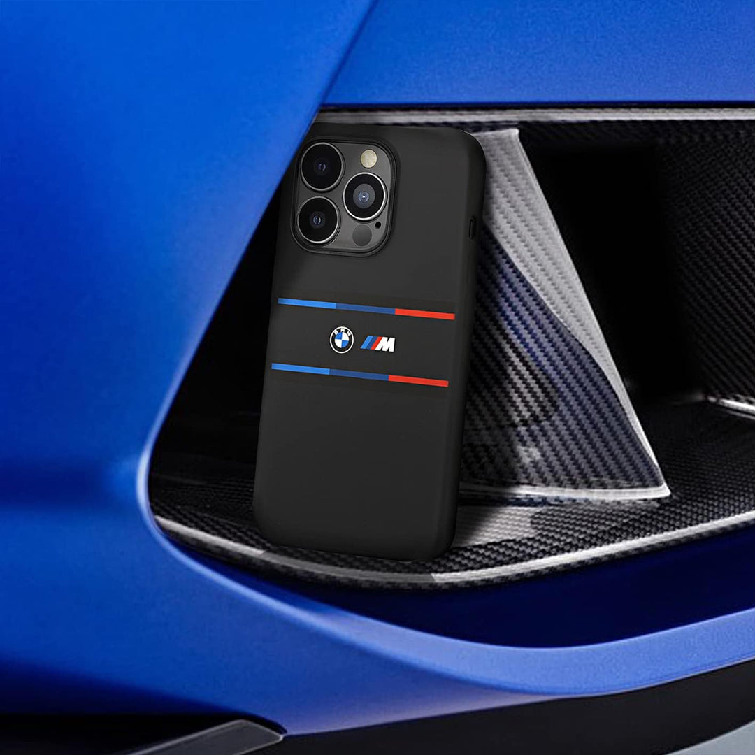 CG MOBILE BMW iPhone 14 Pro Hülle in schwarz mit UV Lack Muster Silikon Glatt &amp; Anti-Kratzer Schutzh