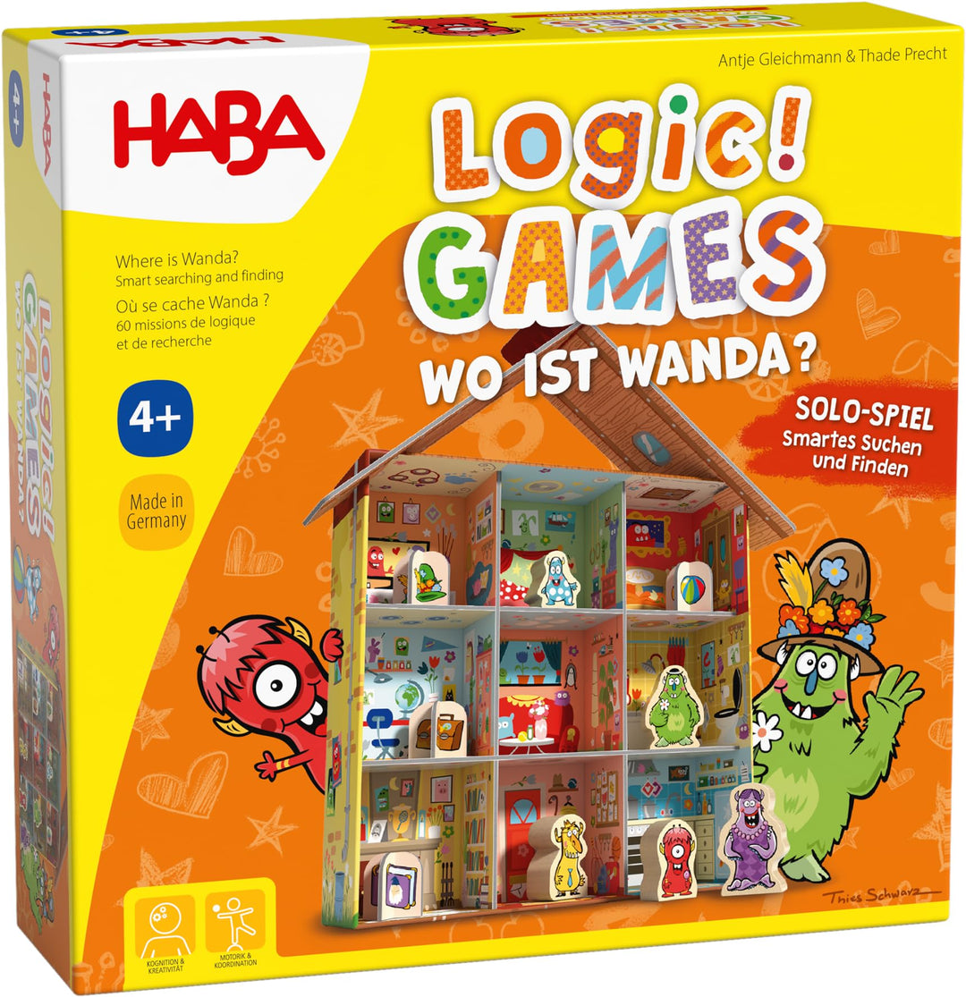 HABA Logic! Games – Wo ist Wanda? – Rätselspiel für Kinder ab 4 Jahren – 60 Aufgaben &amp; 3D-Monsterhau