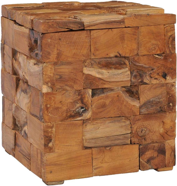 Massivholz Teak, 40 x 40 x 45 cm | Dekohocker, Schemel, Blumenhocker, Hocker mit Stauraum