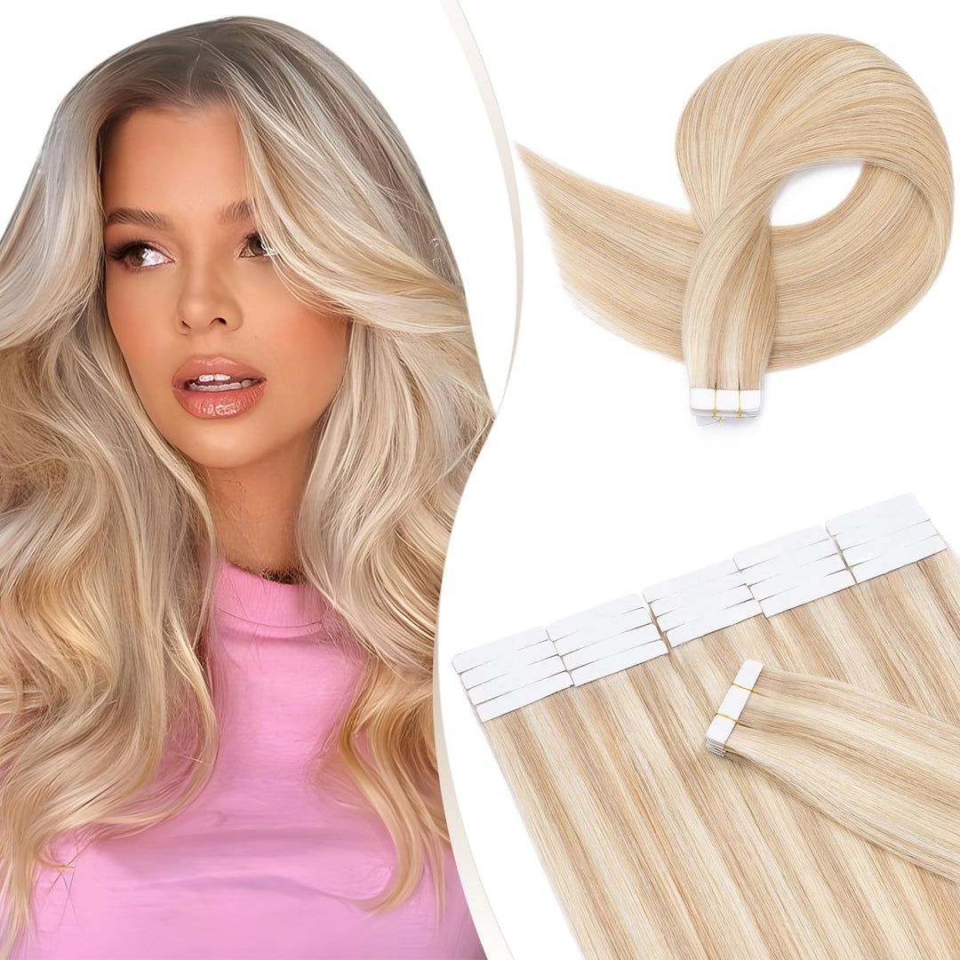 Elailite Tape Extensions Haarverlängerung - Invisible Tape Extensions Echthaar - Remy Real Human Hai