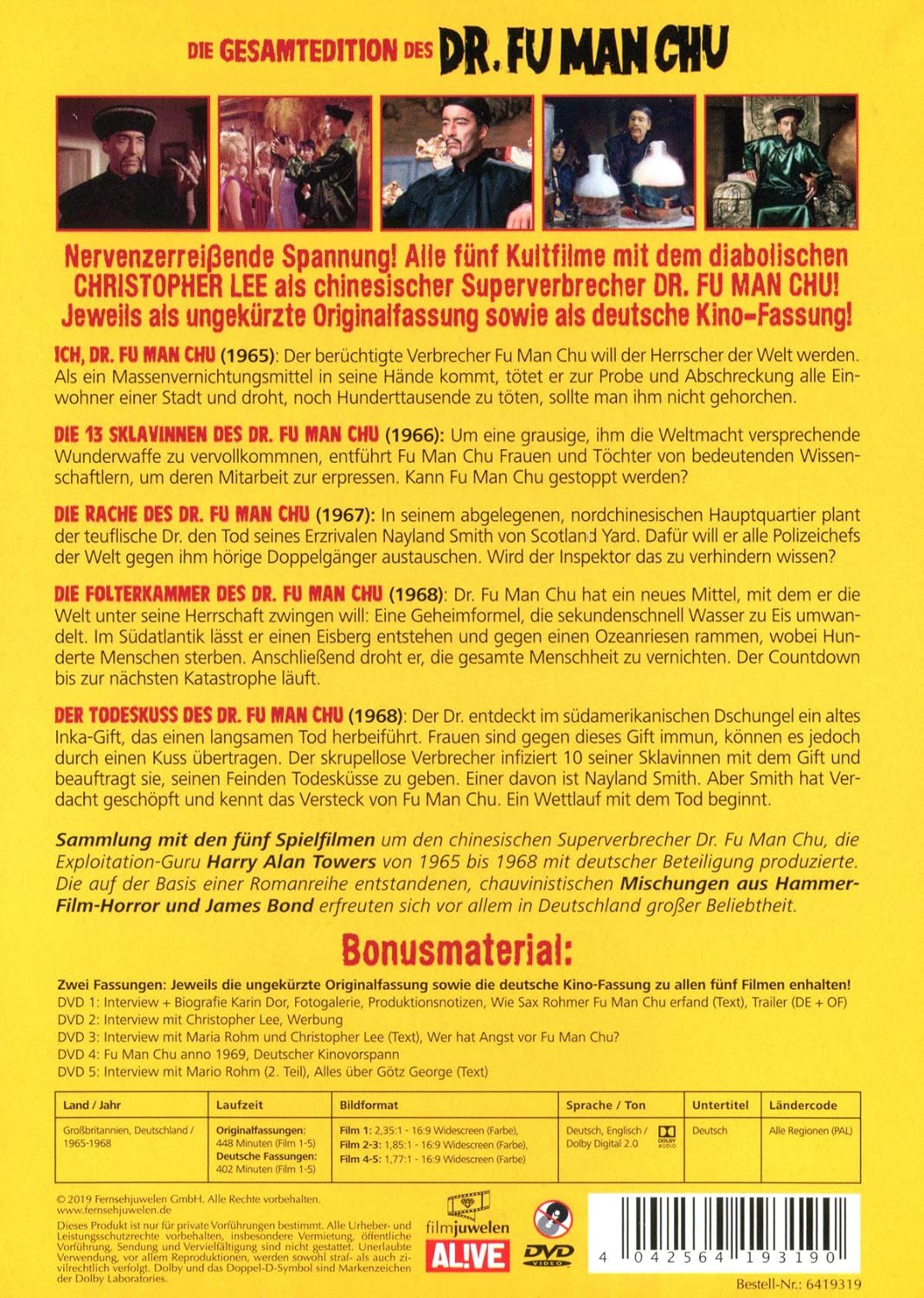 Dr. Fu Man Chu Gesamtedition - Alle 5 Filme auf 5 DVDs (Filmjuwelen), DVD
