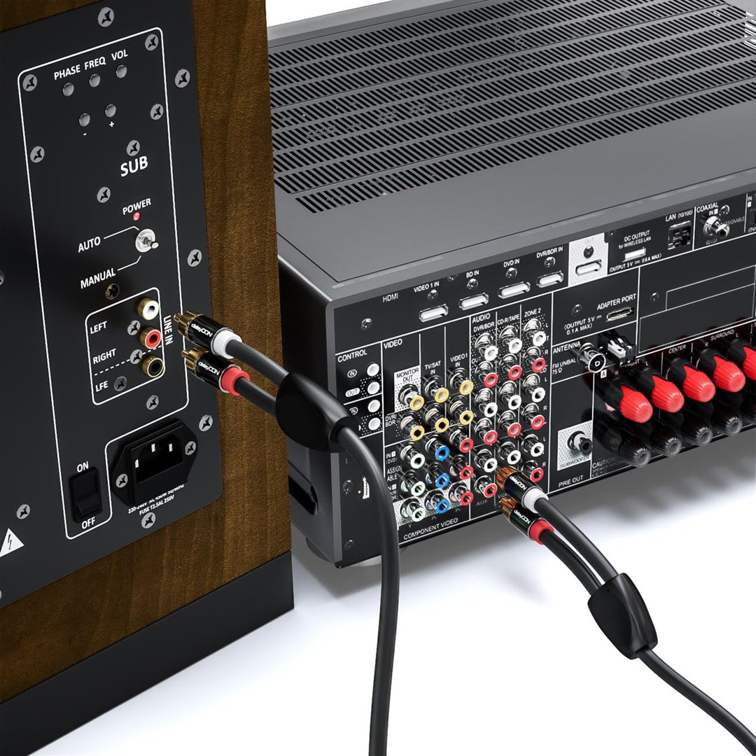 deleyCON 10m Cinch Kabel Stereo Audio Cinch RCA Kabel 2x Cinch Stecker zu 2x Cinch Stecker HiFi-Anla