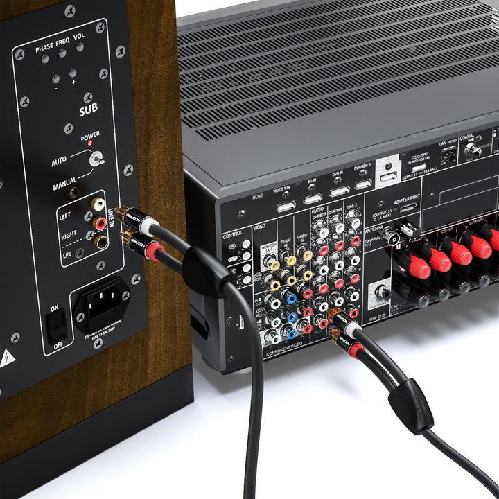 deleyCON 10m Cinch Kabel Stereo Audio Cinch RCA Kabel 2x Cinch Stecker zu 2x Cinch Stecker HiFi-Anla
