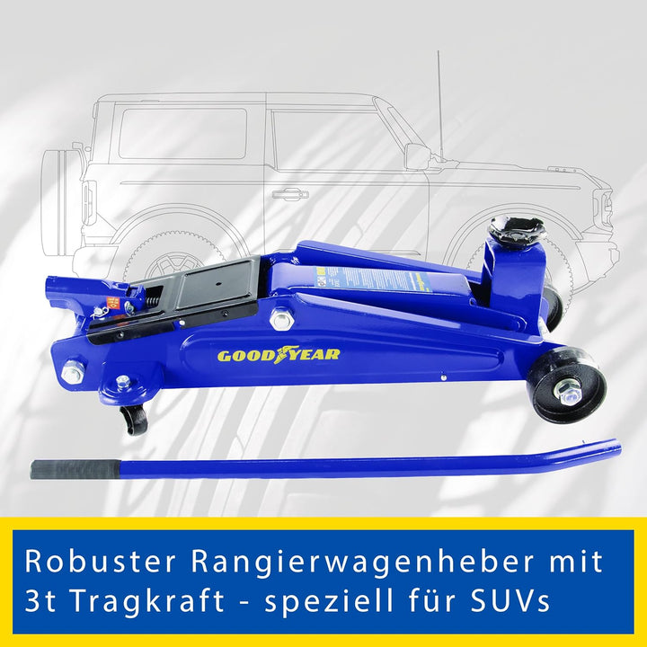 GOODYEAR 10640 Rangierwagenheber 3 Tonnen für SUVs und Geländewagen, Blau/Schwarz, Rangierwagenheber
