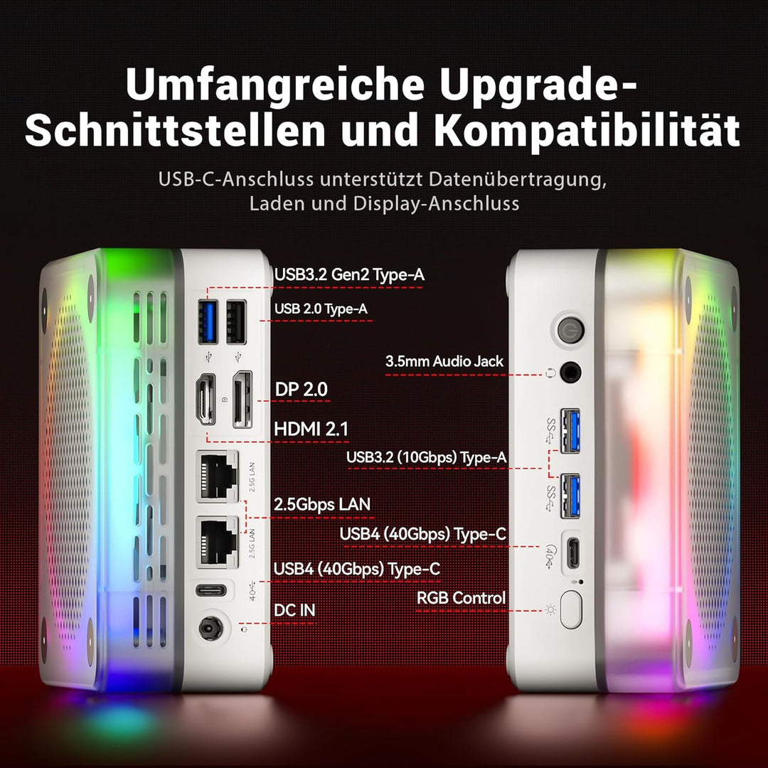 Mini PC Ryzen 7 H 255 (8/16, 3.8-4.9GHz), Radeon 780M, 16GB DDR5 5600MHz, 512GB PCIe 4.0 SSD, WLAN 6
