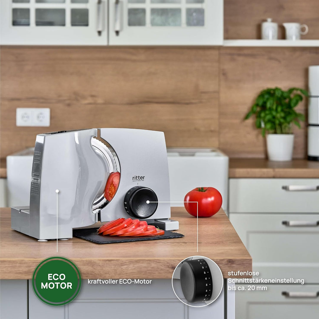 ritter nova 1 Duo Plus Elektrischer Allesschneider & Schneidemaschine aus Metall mit ECO-Motor, Made