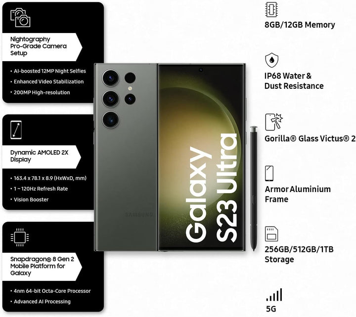 Samsung S918B Galaxy S23 Ultra 5G 256GB/8GB RAM Dual-SIM grün