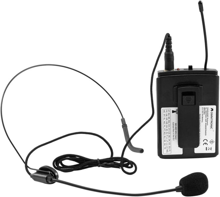 OMNITRONIC WAMS-65BT Taschensender inkl. Headset | Taschensender mit Kopfbügelmikrofon für das Model