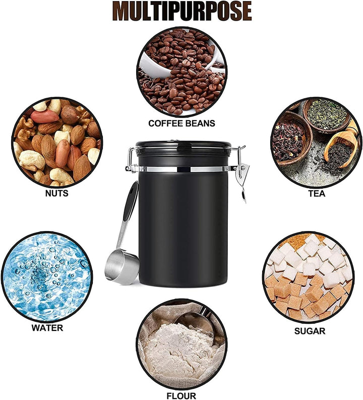 Dreamhigh® Kaffeedose Luftdicht 1kg Bohnen - Kaffeebehälter aus Edelstahl mit Messlöffel-2800 ml