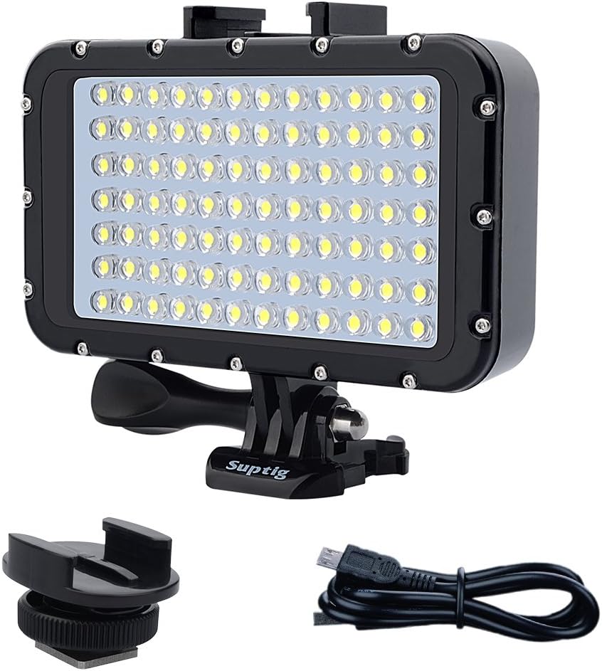 Suptig Unterwasserlichter Tauchlicht 84 LED High Power Dimmbar Wasserdichtes LED-Videolicht Wasserdi